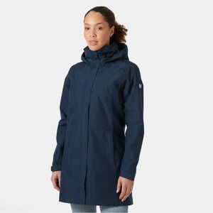 Helly Hansen Women’s Long Aden Rain Jacket Coat - Navy Blue - Size Small